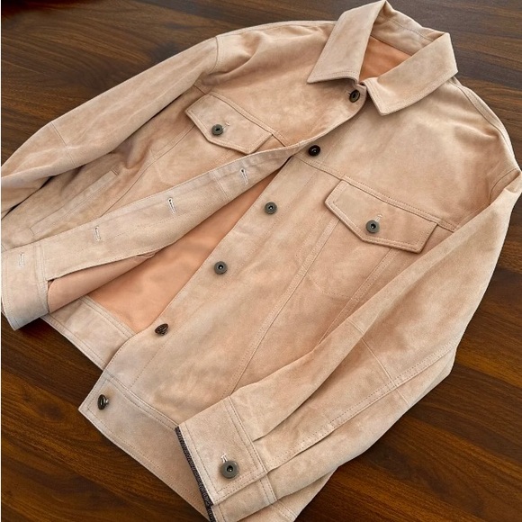 Men's Beige Suede Shirt Jacket